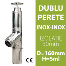 COS DE FUM INOX-INOX, IZOLAT, D=160mm, H=5m