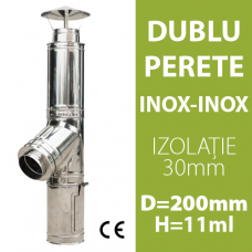 COS DE FUM INOX-INOX, IZOLAT, D=200mm, H=11m