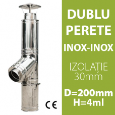 COS DE FUM INOX-INOX, IZOLAT, D=200mm, H=4m