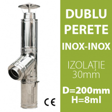 COS DE FUM INOX-INOX, IZOLAT, D=200mm, H=8m