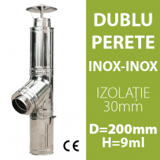COS DE FUM INOX-INOX, IZOLAT, D=200mm, H=9m