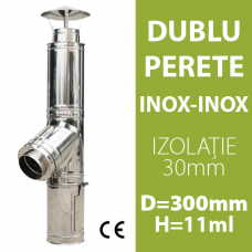 COS DE FUM INOX-INOX, IZOLAT, D=300mm, H=11m