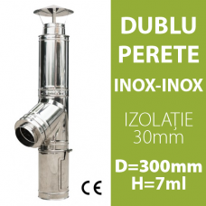 COS DE FUM INOX-INOX, IZOLAT, D=300mm, H=7m
