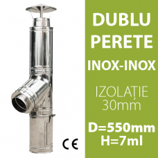 COS DE FUM INOX-INOX, IZOLAT, D=550mm, H=7m