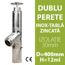 COS DE FUM INOX-ZINC, IZOLAT, D=400mm, H=12m