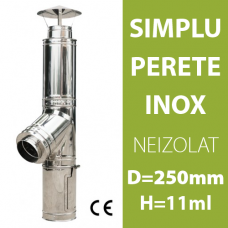 COS DE FUM INOX, NEIZOLAT, D=250mm, H=11m