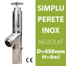 COS DE FUM INOX, NEIZOLAT, D=450mm, H=4m